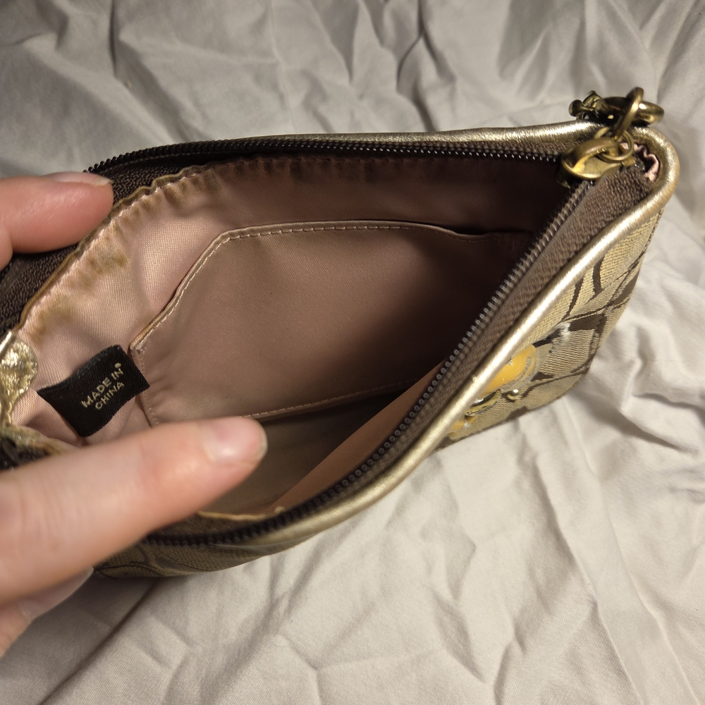 Coach Brown and Yellow Floral Clutch - Picture 2 of 2